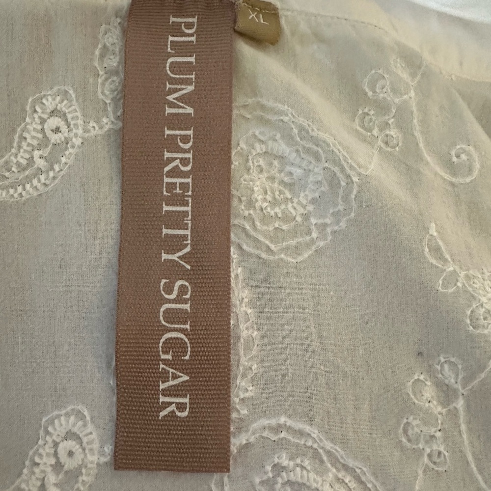 Plum pretty sugar crisp white embroidered detail tie waist robe pockets XL - Picture 6 of 7